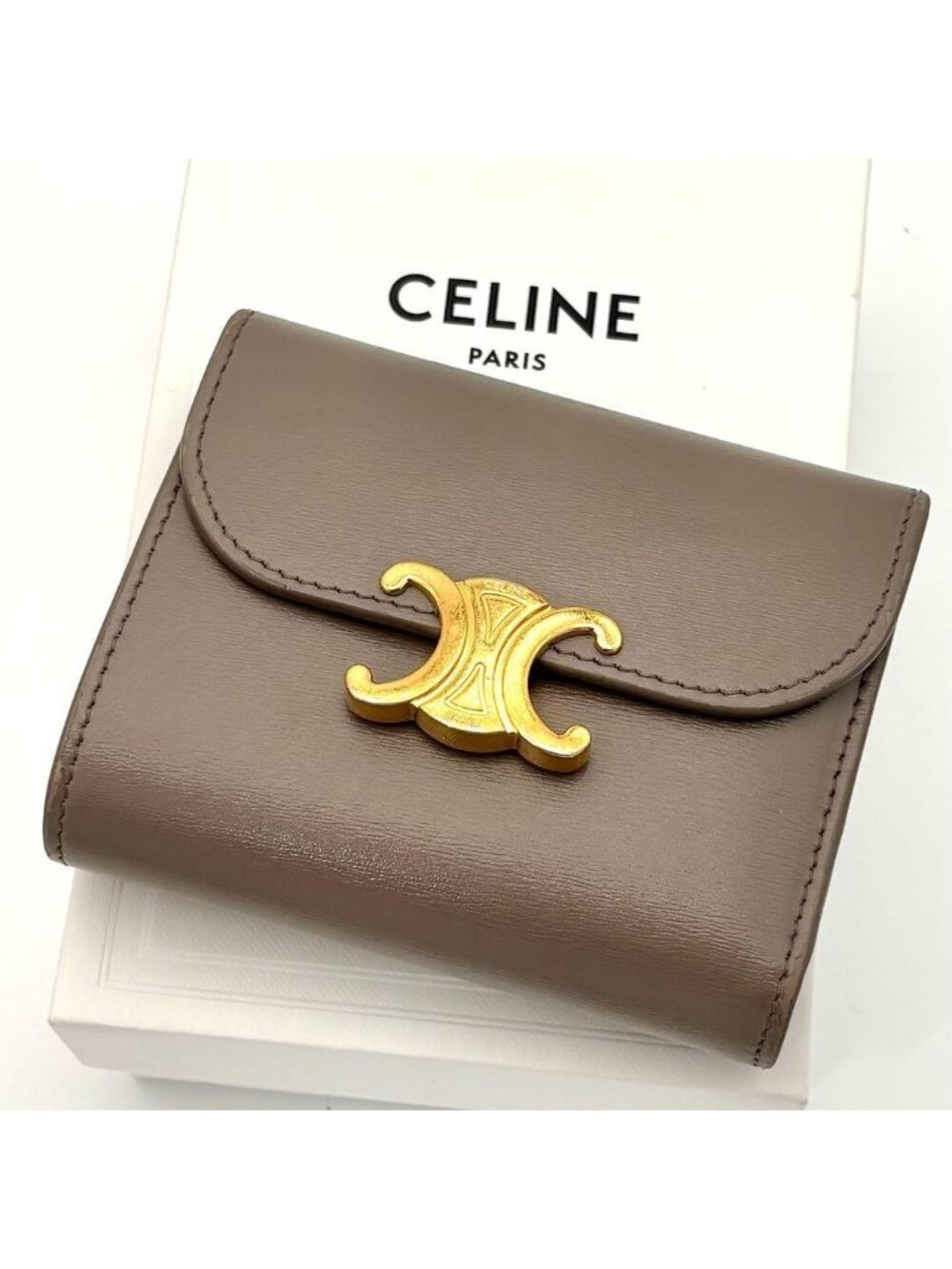 Celine Small Flap Wallet Triomphe Greige